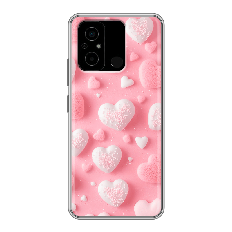 Силиконовый чехол на Xiaomi Poco C55 с принтом Сердечки Силиконовый чехол на Xiaomi Poco C55 с принтом Сердечки