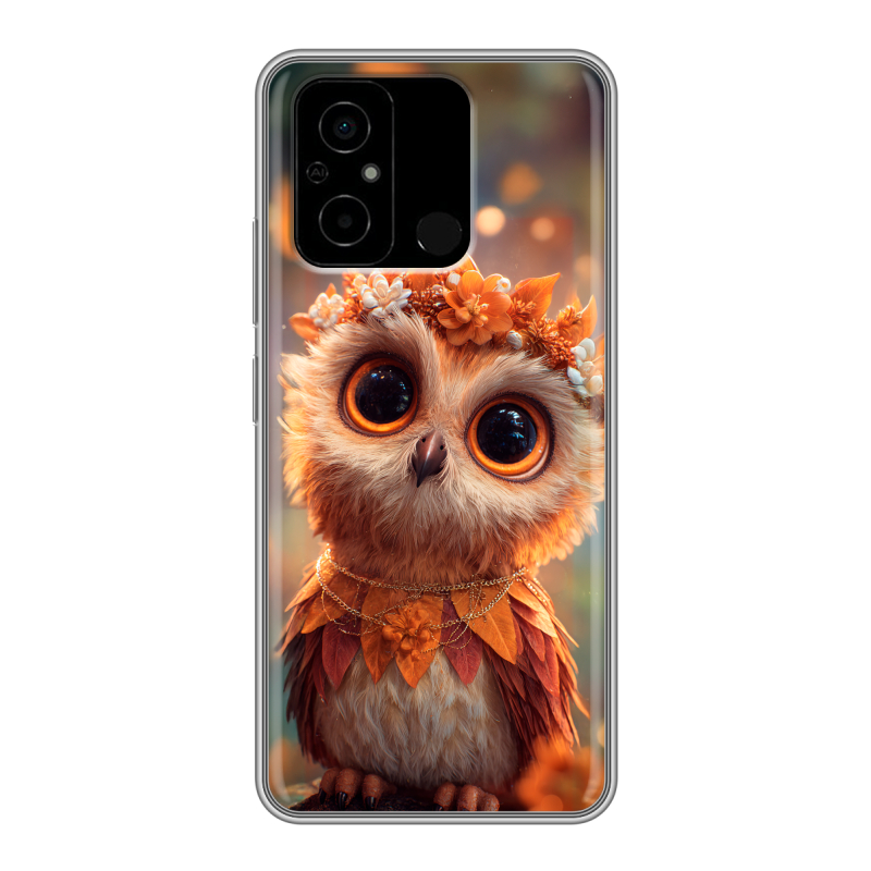 Силиконовый чехол на Xiaomi Poco C55 с принтом Милая сова Силиконовый чехол на Xiaomi Poco C55 с принтом Милая сова