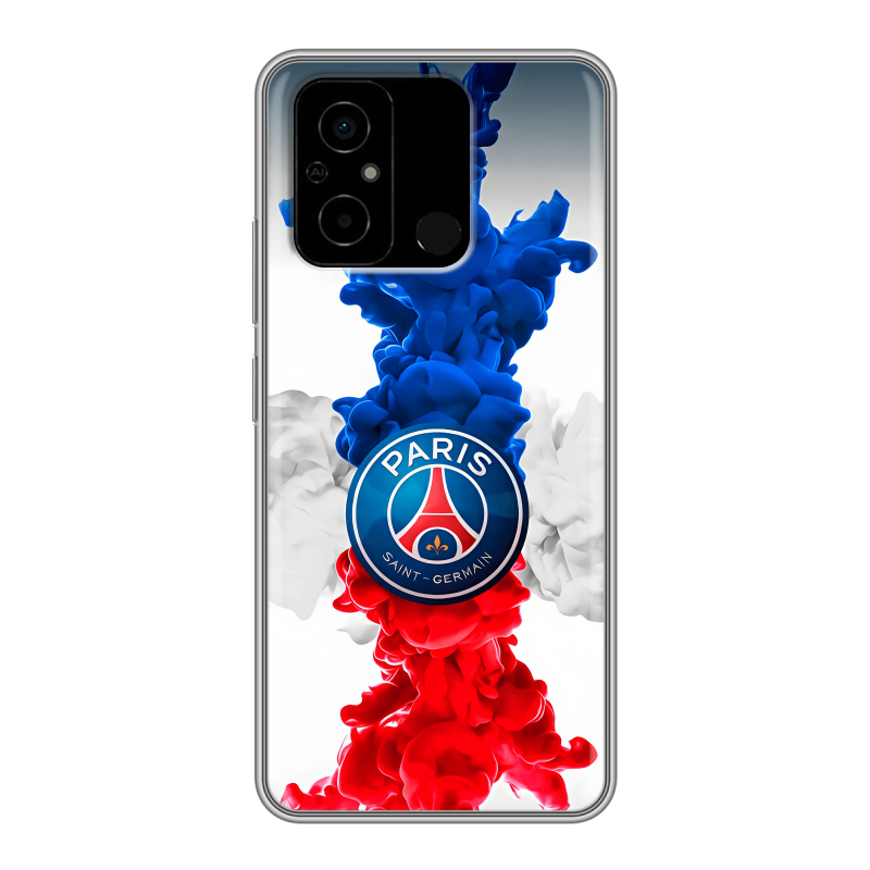 Силиконовый чехол на Xiaomi Poco C55 с принтом PSG ПСЖ Силиконовый чехол на Xiaomi Poco C55 с принтом PSG ПСЖ