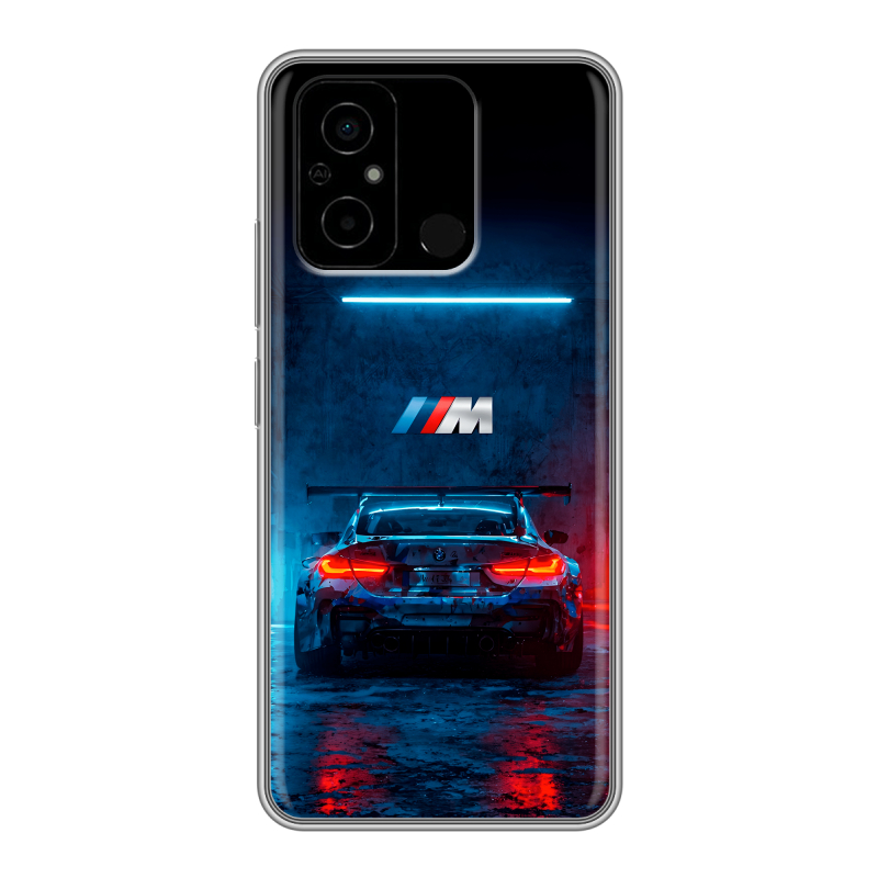 Силиконовый чехол на Xiaomi Poco C55 с принтом BMW БМВ Силиконовый чехол на Xiaomi Poco C55 с принтом BMW БМВ