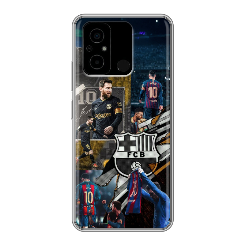 Силиконовый чехол на Xiaomi Poco C55 с принтом Messi Barcelona Силиконовый чехол на Xiaomi Poco C55 с принтом Messi Barcelona