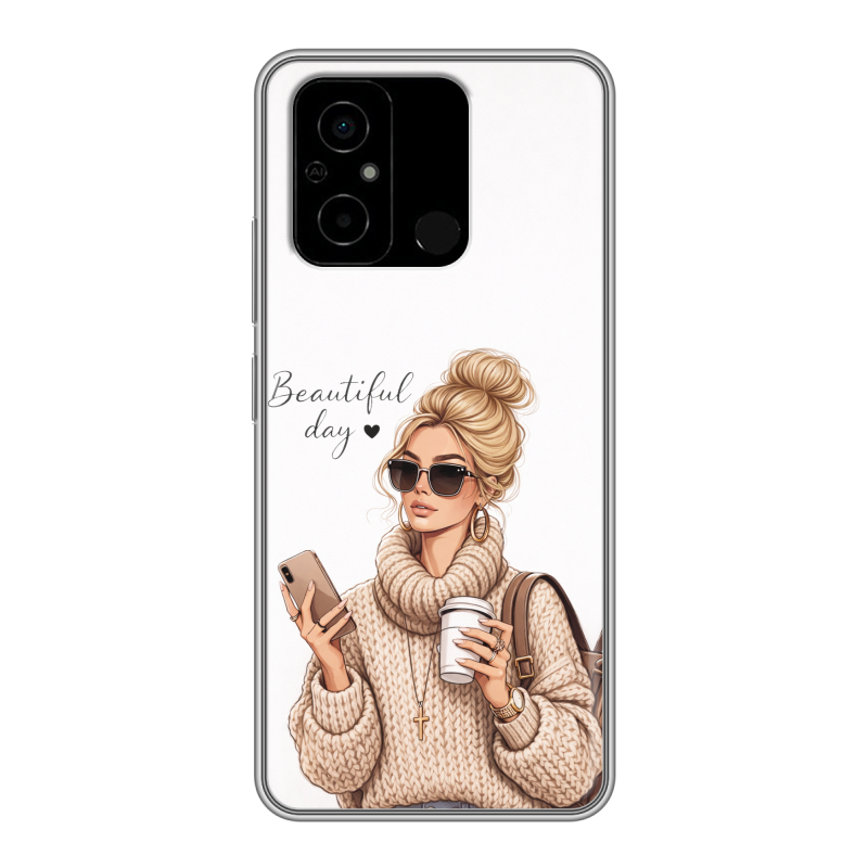 Силиконовый чехол на Xiaomi Poco C55 с принтом женский Силиконовый чехол на Xiaomi Poco C55 с принтом женский