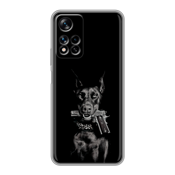 Силиконовый чехол на Xiaomi Redmi Note 11 Pro Plus 5G с принтом Доберман и пистолет Силиконовый чехол на Xiaomi Redmi Note 11 Pro Plus 5G с принтом Доберман и пистолет