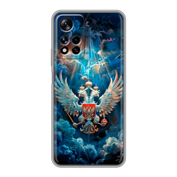 Силиконовый чехол на Xiaomi Redmi Note 11 Pro Plus 5G с принтом Герб флаг России Силиконовый чехол на Xiaomi Redmi Note 11 Pro Plus 5G с принтом Герб флаг России