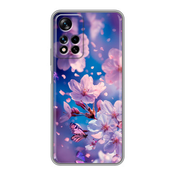 Силиконовый чехол на Xiaomi Redmi Note 11 Pro Plus 5G с принтом цветы бабочки Силиконовый чехол на Xiaomi Redmi Note 11 Pro Plus 5G с принтом цветы бабочки