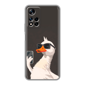 Силиконовый чехол на Xiaomi Redmi Note 11 Pro Plus 5G с принтом утка в очках Силиконовый чехол на Xiaomi Redmi Note 11 Pro Plus 5G с принтом утка в очках