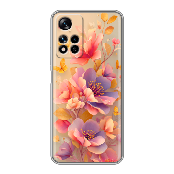Силиконовый чехол на Xiaomi Redmi Note 11 Pro Plus 5G с принтом Цветы и бабочки Силиконовый чехол на Xiaomi Redmi Note 11 Pro Plus 5G с принтом Цветы и бабочки