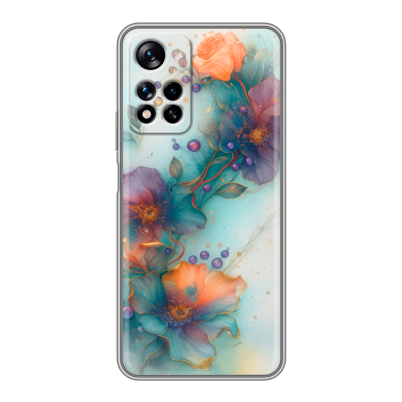Силиконовый чехол на Xiaomi Redmi Note 11 Pro Plus 5G с принтом Акварельные цветы Силиконовый чехол на Xiaomi Redmi Note 11 Pro Plus 5G с принтом Акварельные цветы