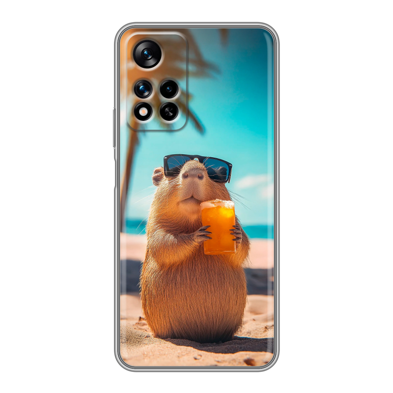 Силиконовый чехол на Xiaomi Redmi Note 11 Pro Plus 5G с принтом Капибара Силиконовый чехол на Xiaomi Redmi Note 11 Pro Plus 5G с принтом Капибара