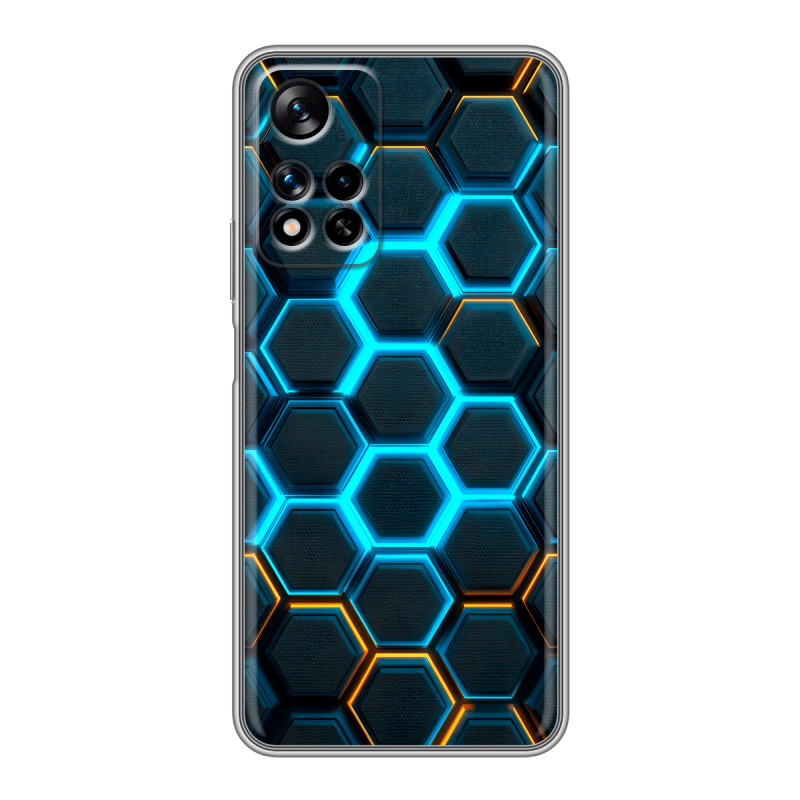 Силиконовый чехол на Xiaomi Redmi Note 11 Pro Plus 5G с принтом Неоновые соты Силиконовый чехол на Xiaomi Redmi Note 11 Pro Plus 5G с принтом Неоновые соты