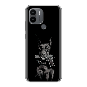 Силиконовый чехол на Xiaomi Poco C50 с принтом Доберман и пистолет