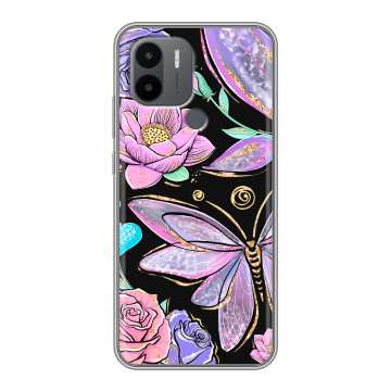 Силиконовый чехол на Xiaomi Poco C50 с принтом Бабочки и цветы Силиконовый чехол на Xiaomi Poco C50 с принтом Бабочки и цветы