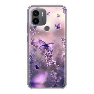 Силиконовый чехол на Xiaomi Poco C50 с принтом бабочки и лаванда Силиконовый чехол на Xiaomi Poco C50 с принтом бабочки и лаванда