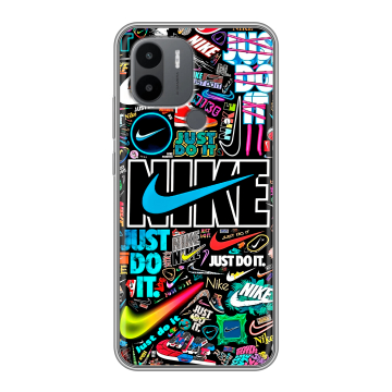 Силиконовый чехол на Xiaomi Poco C50 с принтом найк nike черный