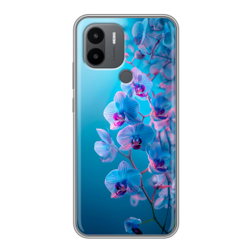 Силиконовый чехол на Xiaomi Poco C50 с принтом голубые орхидеи Силиконовый чехол на Xiaomi Poco C50 с принтом голубые орхидеи
