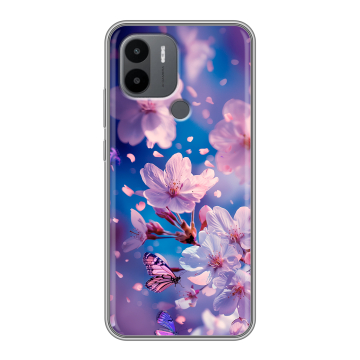 Силиконовый чехол на Xiaomi Poco C50 с принтом цветы бабочки Силиконовый чехол на Xiaomi Poco C50 с принтом цветы бабочки