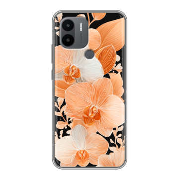 Силиконовый чехол на Xiaomi Poco C50 с принтом Бежевые цветы