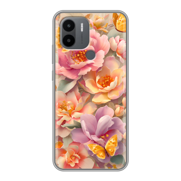 Силиконовый чехол на Xiaomi Poco C50 с принтом Цветы и бабочки