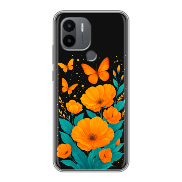 Силиконовый чехол на Xiaomi Poco C50 с принтом цветы бабочки