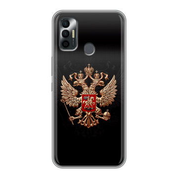 Силиконовый чехол на Tecno Spark 7 с принтом Герб России