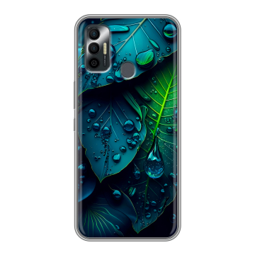 Силиконовый чехол на Tecno Spark 7 с принтом Листья
