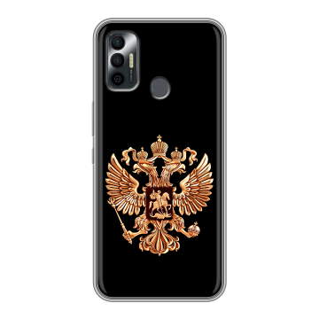 Силиконовый чехол на Tecno Spark 7 с принтом Герб России золотой Силиконовый чехол на Tecno Spark 7 с принтом Герб России золотой
