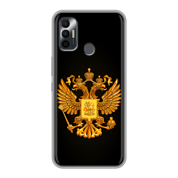 Силиконовый чехол на Tecno Spark 7 с принтом Герб России желтый Силиконовый чехол на Tecno Spark 7 с принтом Герб России желтый