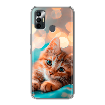 Силиконовый чехол на Tecno Spark 7 с принтом котик Силиконовый чехол на Tecno Spark 7 с принтом котик