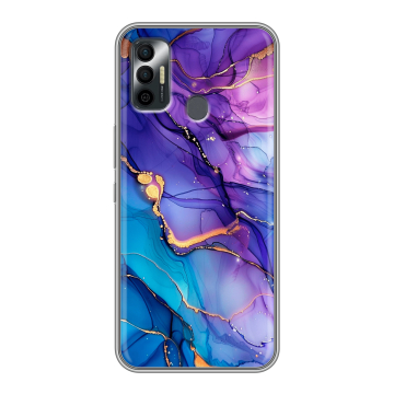 Силиконовый чехол на Tecno Spark 7 с принтом синий мрамор Силиконовый чехол на Tecno Spark 7 с принтом синий мрамор