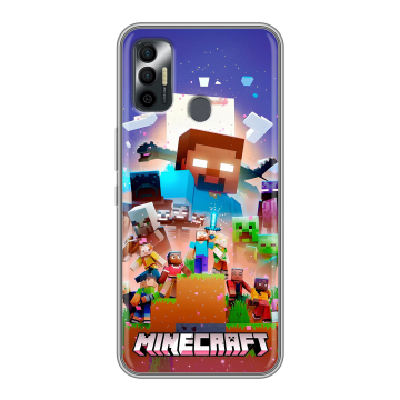Силиконовый чехол на Tecno Spark 7 с принтом Майнкрафт Minecraft Силиконовый чехол на Tecno Spark 7 с принтом Майнкрафт Minecraft