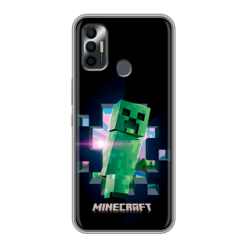 Силиконовый чехол на Tecno Spark 7 с принтом Майнкрафт Minecraft