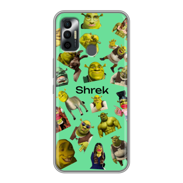 Силиконовый чехол на Tecno Spark 7 с принтом Шрек Shrek