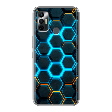 Силиконовый чехол на Tecno Spark 7 с принтом Неоновые соты
