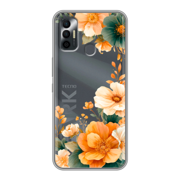 Силиконовый чехол на Tecno Spark 7 с принтом Цветы принт