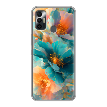 Силиконовый чехол на Tecno Spark 7 с принтом Цветы