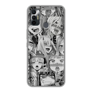 Силиконовый чехол на Tecno Spark 7 с принтом Ahegao Ахегао Аниме