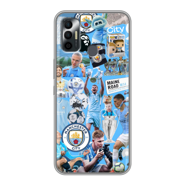 Силиконовый чехол на Tecno Spark 7 с принтом Man City Манчестер Сити