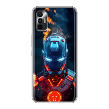 Силиконовый чехол на Tecno Spark 7 с принтом IronMan Железный человек