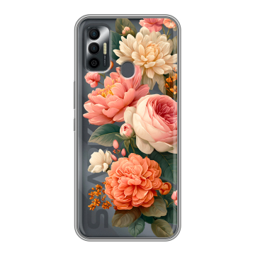 Силиконовый чехол на Tecno Spark 7 с принтом цветы