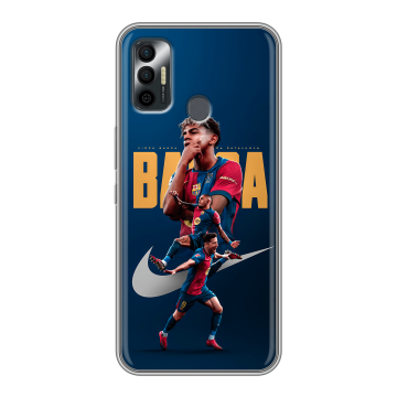 Силиконовый чехол на Tecno Spark 7 с принтом Барселона Barca Yamal 