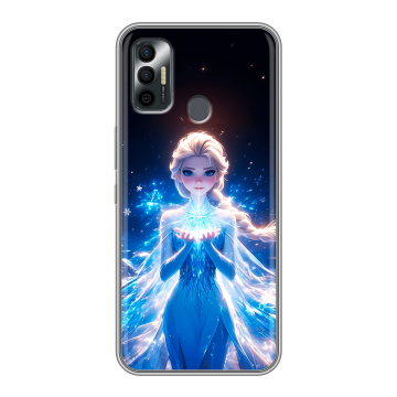 Силиконовый чехол на Tecno Spark 7 с принтом Холодное сердце Frozen