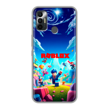 Силиконовый чехол на Tecno Spark 7 с принтом Roblox Роблокс