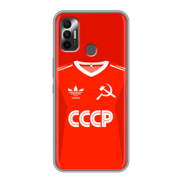 Силиконовый чехол на Tecno Spark 7 с принтом Флаг Герб СССР