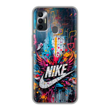 Силиконовый чехол на Tecno Spark 7 с принтом Nike Найк