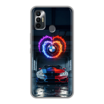Силиконовый чехол на Tecno Spark 7 с принтом BMW БМВ