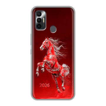 Силиконовый чехол на Tecno Spark 7 с принтом Новый год