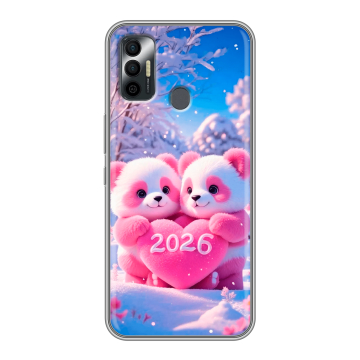 Силиконовый чехол на Tecno Spark 7 с принтом Новый год