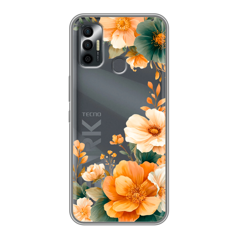 Силиконовый чехол на Tecno Spark 7 с принтом Цветы принт Силиконовый чехол на Tecno Spark 7 с принтом Цветы принт