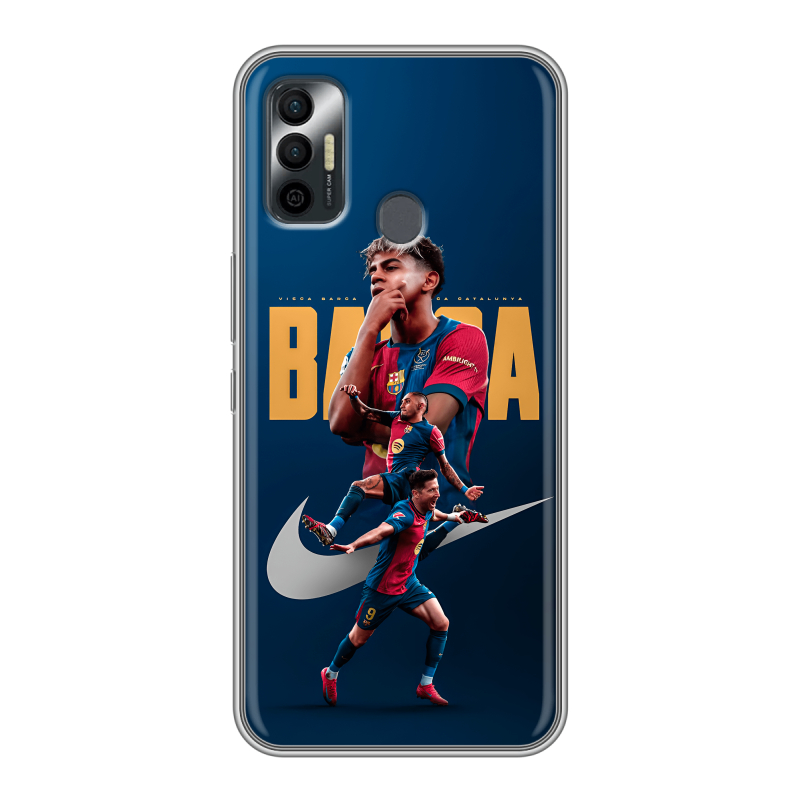 Силиконовый чехол на Tecno Spark 7 с принтом Барселона Barca Yamal Силиконовый чехол на Tecno Spark 7 с принтом Барселона Barca Yamal