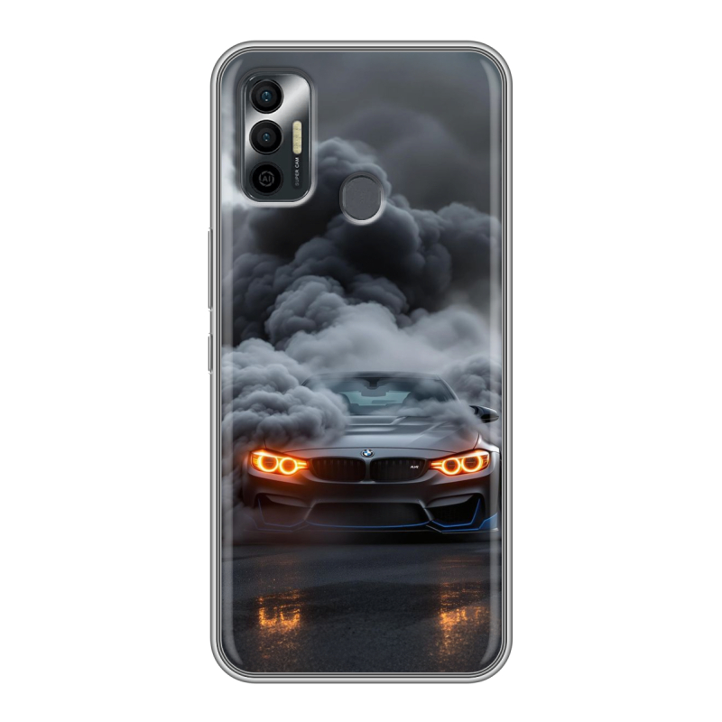Силиконовый чехол на Tecno Spark 7 с принтом BMW БМВ Силиконовый чехол на Tecno Spark 7 с принтом BMW БМВ